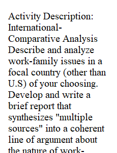 Activity Description:  International-Comparative Analysis